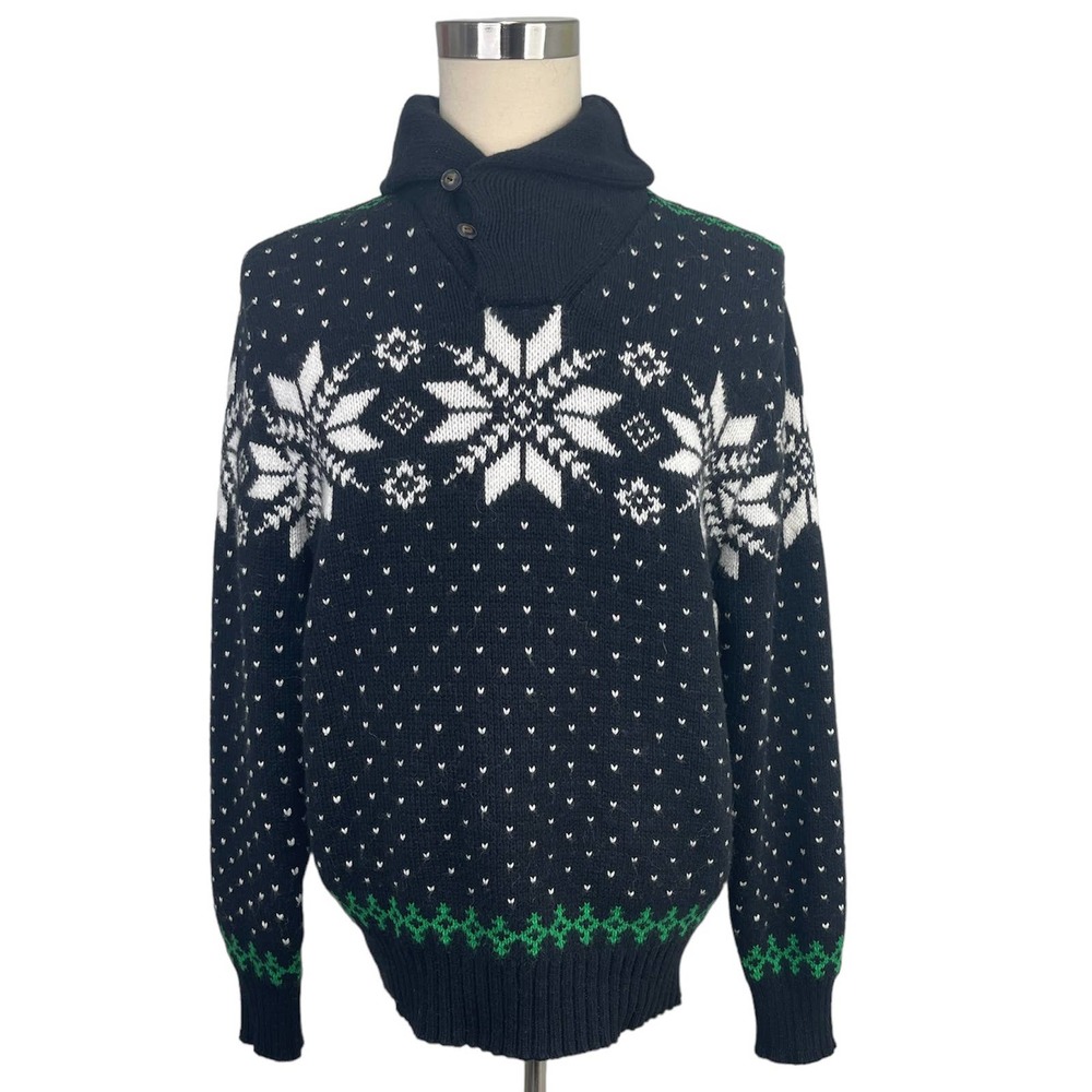 Polo Ralph Lauren Black Fair Isle Angora Cashmere Sweater XXL